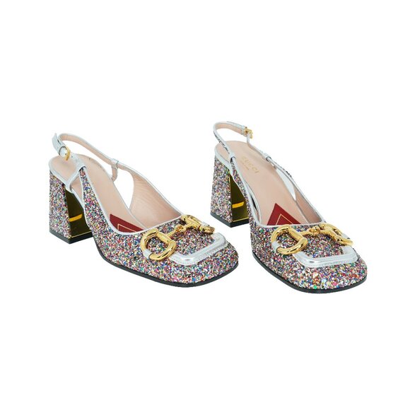 Gucci Horsebit Glitter Lovelight Mid-heel Slingback - Picture 1 of 11